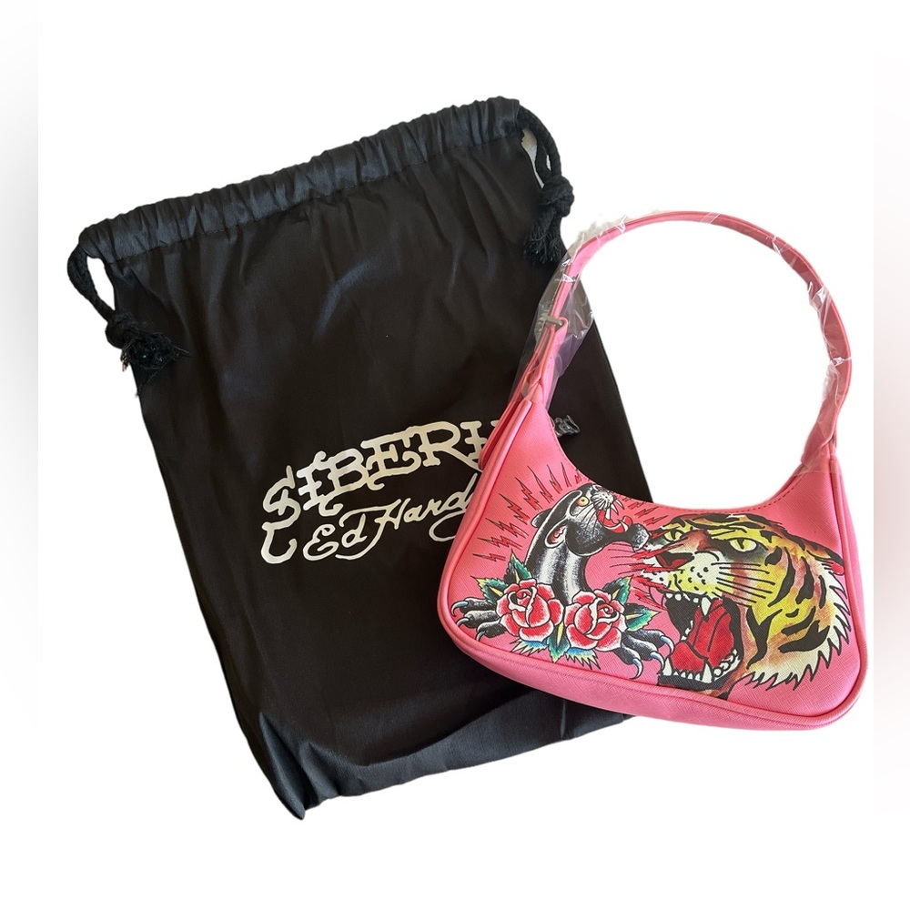 Ed Hardy by Siberia Hill Y2K Pink Tiger Print Shoulder Bag